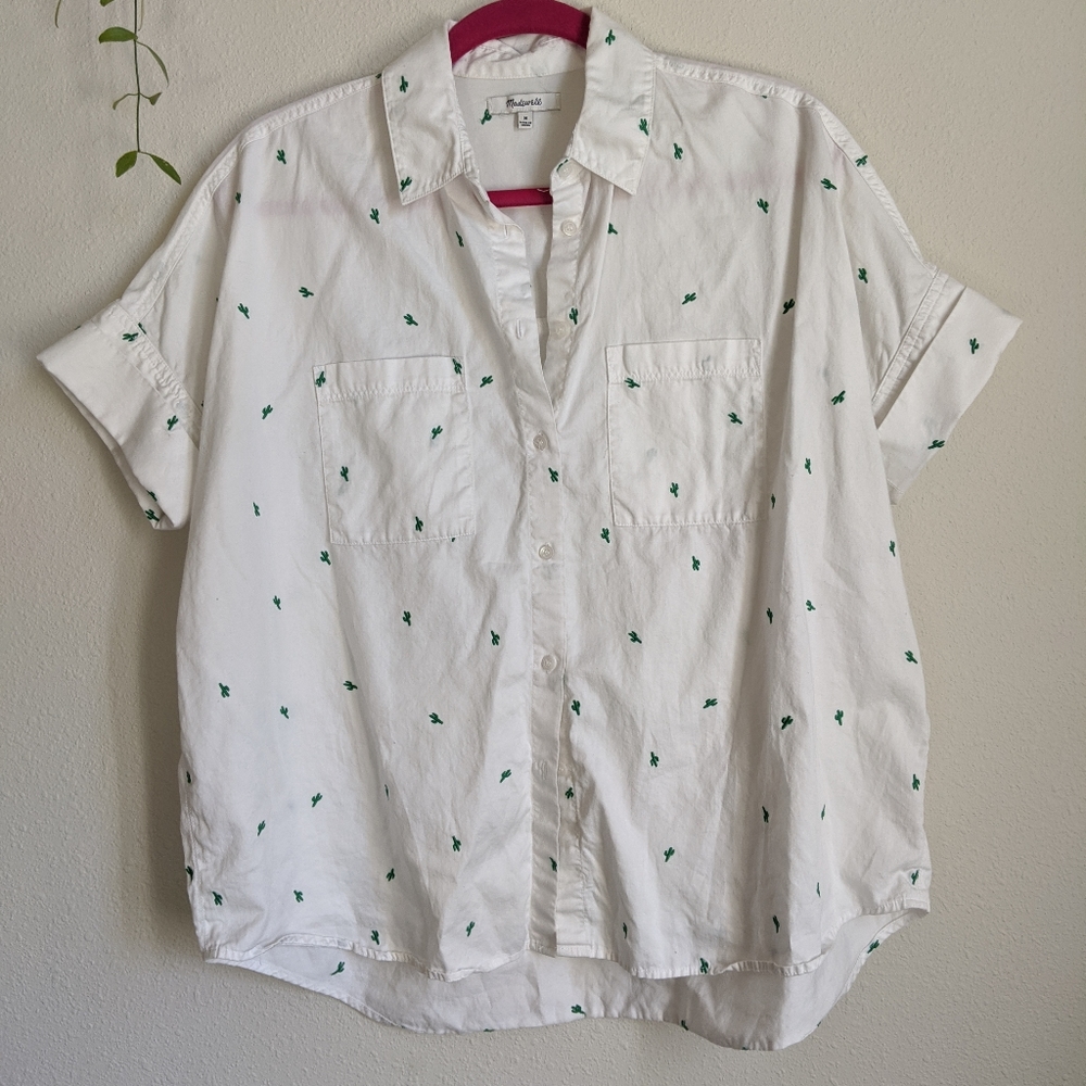Madewell Embroidered Cactus Button Up